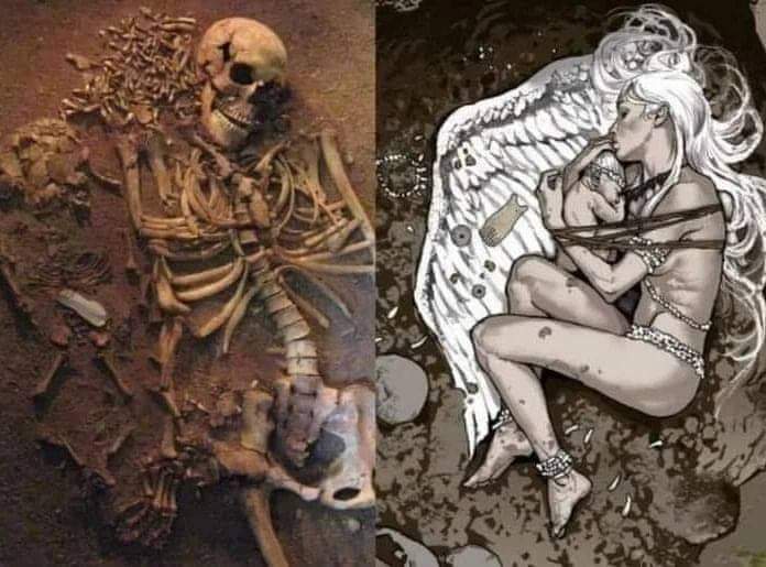 A young woman from Vedbeak, Denmark, was buried next to her baby kid in the year 4000 BC, and her son was carried on the wings of a swan.